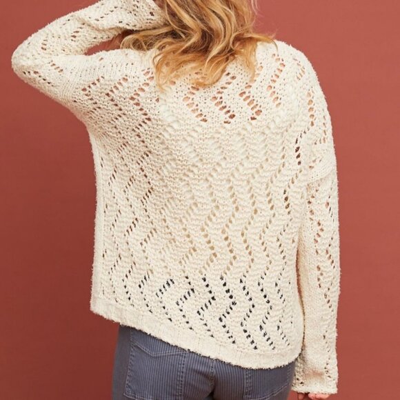 Anthropologie Akemi + Kin Sable Pointelle Sweater Bohemian Knit Size Small Boho - Picture 3 of 13